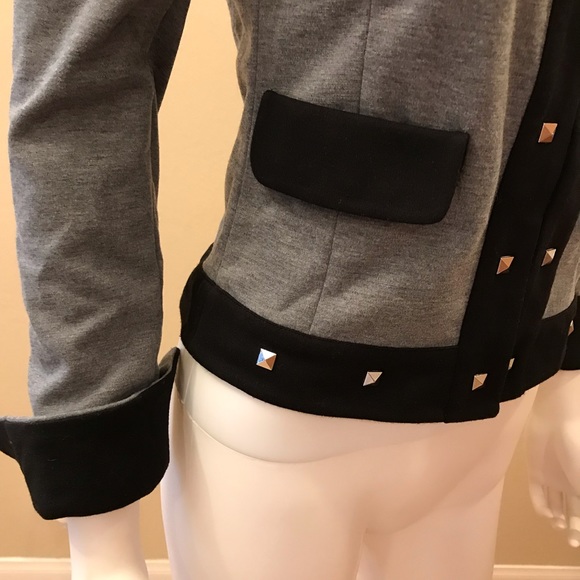 TCEC Blazer Jacket Grey Black Slim Fitted Cropped - Picture 8 of 15